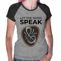 Baby Look Raglan Let the music speak - Foca na Moda Baby Look Raglan Let the music speak - Foca na Moda