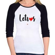 Baby Look Raglan Letras por amor Manga 3/4 - Foca na Moda