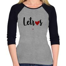 Baby Look Raglan Letras por amor Manga 3/4 - Foca na Moda