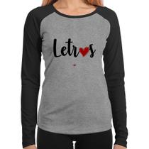 Baby Look Raglan Letras por amor Manga Longa - Foca na Moda