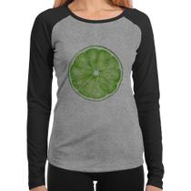 Baby Look Raglan Limão Manga Longa - Foca na Moda Baby Look Raglan Limão Manga Longa - Foca na Moda
