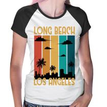 Baby Look Raglan Long Beach Los Angeles - Foca na Moda Baby Look Raglan Long Beach Los Angeles - Foca na Moda
