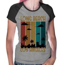 Baby Look Raglan Long Beach Los Angeles - Foca na Moda Baby Look Raglan Long Beach Los Angeles - Foca na Moda