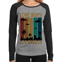 Baby Look Raglan Long Beach Los Angeles Manga Longa - Foca na Moda Baby Look Raglan Long Beach Los Angeles Manga Longa - Foca na Moda