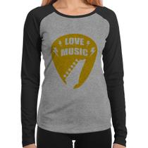 Baby Look Raglan Love Music Manga Longa - Foca na Moda Baby Look Raglan Love Music Manga Longa - Foca na Moda