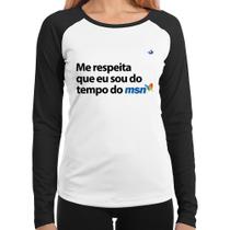 Baby Look Raglan Me respeita que eu sou da época do msn Manga Longa - Foca na Moda Baby Look Raglan Me respeita que eu sou da época do msn Manga Longa - Foca na Moda
