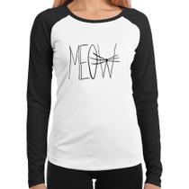 Baby Look Raglan Meow Manga Longa - Foca na Moda