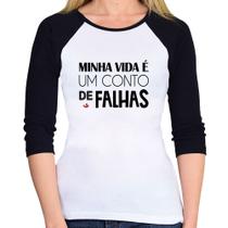 Baby Look Raglan Minha vida é um conto de falhas Manga 3/4 - Foca na Moda Baby Look Raglan Minha vida é um conto de falhas Manga 3/4 - Foca na Moda