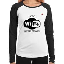 Baby Look Raglan Modo Wi-Fé sempre ativado Manga Longa - Foca na Moda