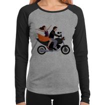 Baby Look Raglan Moto Casal Manga Longa - Foca na Moda