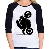Baby Look Raglan Moto Grau XJ6 Manga 3/4 - Foca na Moda Baby Look Raglan Moto Grau XJ6 Manga 3/4 - Foca na Moda