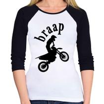 Baby Look Raglan Motocross Braap Manga 3/4 - Foca na Moda Baby Look Raglan Motocross Braap Manga 3/4 - Foca na Moda