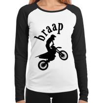 Baby Look Raglan Motocross Braap Manga Longa - Foca na Moda