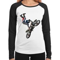 Baby Look Raglan Motocross Freestyle Trick Manga Longa - Foca na Moda Baby Look Raglan Motocross Freestyle Trick Manga Longa - Foca na Moda