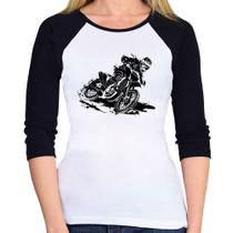 Baby Look Raglan Motocross Manga 3/4 - Foca na Moda Baby Look Raglan Motocross Manga 3/4 - Foca na Moda