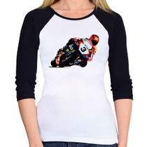 Baby Look Raglan Motorcycle Racing Manga 3/4 - Foca na Moda Baby Look Raglan Motorcycle Racing Manga 3/4 - Foca na Moda