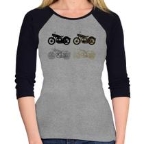 Baby Look Raglan Motorcycle Vector Manga 3/4 - Foca na Moda