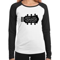 Baby Look Raglan Music Can Change The World Manga Longa - Foca na Moda Baby Look Raglan Music Can Change The World Manga Longa - Foca na Moda