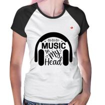 Baby Look Raglan Music in my head - Foca na Moda Baby Look Raglan Music in my head - Foca na Moda