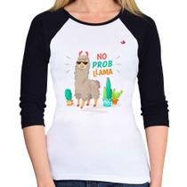 Baby Look Raglan No prob llama Manga 3/4 - Foca na Moda Baby Look Raglan No prob llama Manga 3/4 - Foca na Moda