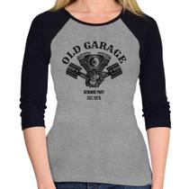 Baby Look Raglan Old Garage Genuine Part Est.1975 Manga 3/4 - Foca na Moda