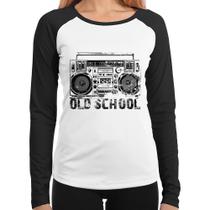 Baby Look Raglan Old School Boombox Manga Longa - Foca na Moda