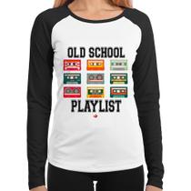 Baby Look Raglan Old School Playlist Manga Longa - Foca na Moda Baby Look Raglan Old School Playlist Manga Longa - Foca na Moda