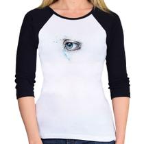 Baby Look Raglan Olho Arte Manga 3/4 - Foca na Moda