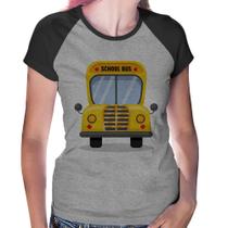 Baby Look Raglan Ônibus Escolar - Foca na Moda Baby Look Raglan Ônibus Escolar - Foca na Moda