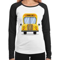 Baby Look Raglan Ônibus Escolar Manga Longa - Foca na Moda Baby Look Raglan Ônibus Escolar Manga Longa - Foca na Moda