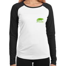 Baby Look Raglan openSUSE Linux Manga Longa - Foca na Moda