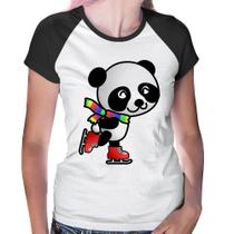 Baby Look Raglan Panda de Patins - Foca na Moda