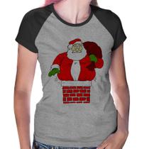 Baby Look Raglan Papai Noel Chaminé - Foca na Moda