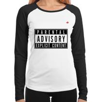 Baby Look Raglan Parental Advisory: Explicit Content Manga Longa - Foca na Moda Baby Look Raglan Parental Advisory: Explicit Content Manga Longa - Foca na Moda