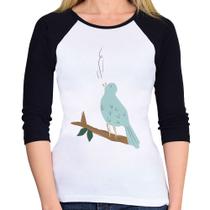 Baby Look Raglan Passarinho Cantando Manga 3/4 - Foca na Moda Baby Look Raglan Passarinho Cantando Manga 3/4 - Foca na Moda