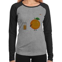 Baby Look Raglan Peeing Orange Manga Longa - Foca na Moda