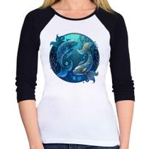 Baby Look Raglan Peixes Sígno Manga 3/4 - Foca na Moda Baby Look Raglan Peixes Sígno Manga 3/4 - Foca na Moda