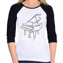 Baby Look Raglan Piano Manga 3/4 - Foca na Moda Baby Look Raglan Piano Manga 3/4 - Foca na Moda