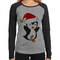 Baby Look Raglan Pinguim Noel Manga Longa - Foca na Moda