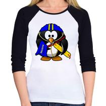 Baby Look Raglan Pinguim Salva Vidas Manga 3/4 - Foca na Moda