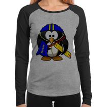 Baby Look Raglan Pinguim Salva Vidas Manga Longa - Foca na Moda Baby Look Raglan Pinguim Salva Vidas Manga Longa - Foca na Moda
