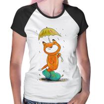Baby Look Raglan Raposa Fofinha Na Chuva - Foca na Moda Baby Look Raglan Raposa Fofinha Na Chuva - Foca na Moda