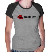 Baby Look Raglan Red Hat Linux Logo - Foca na Moda