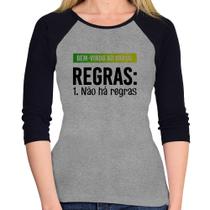 Baby Look Raglan Regras: Não há regras Manga 3/4 - Foca na Moda Baby Look Raglan Regras: Não há regras Manga 3/4 - Foca na Moda