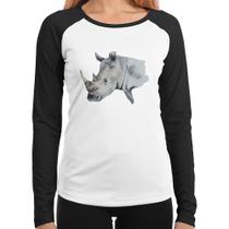 Baby Look Raglan Rinoceronte Manga Longa - Foca na Moda Baby Look Raglan Rinoceronte Manga Longa - Foca na Moda