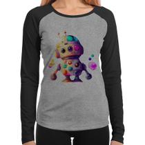 Baby Look Raglan Robô Colorido Manga Longa - Foca na Moda Baby Look Raglan Robô Colorido Manga Longa - Foca na Moda