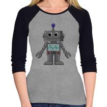 Baby Look Raglan Robozinho Manga 3/4 - Foca na Moda