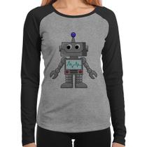 Baby Look Raglan Robozinho Manga Longa - Foca na Moda