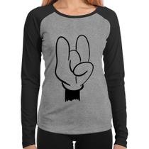 Baby Look Raglan Rock Hand Manga Longa - Foca na Moda