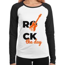 Baby Look Raglan Rock the day Manga Longa - Foca na Moda Baby Look Raglan Rock the day Manga Longa - Foca na Moda